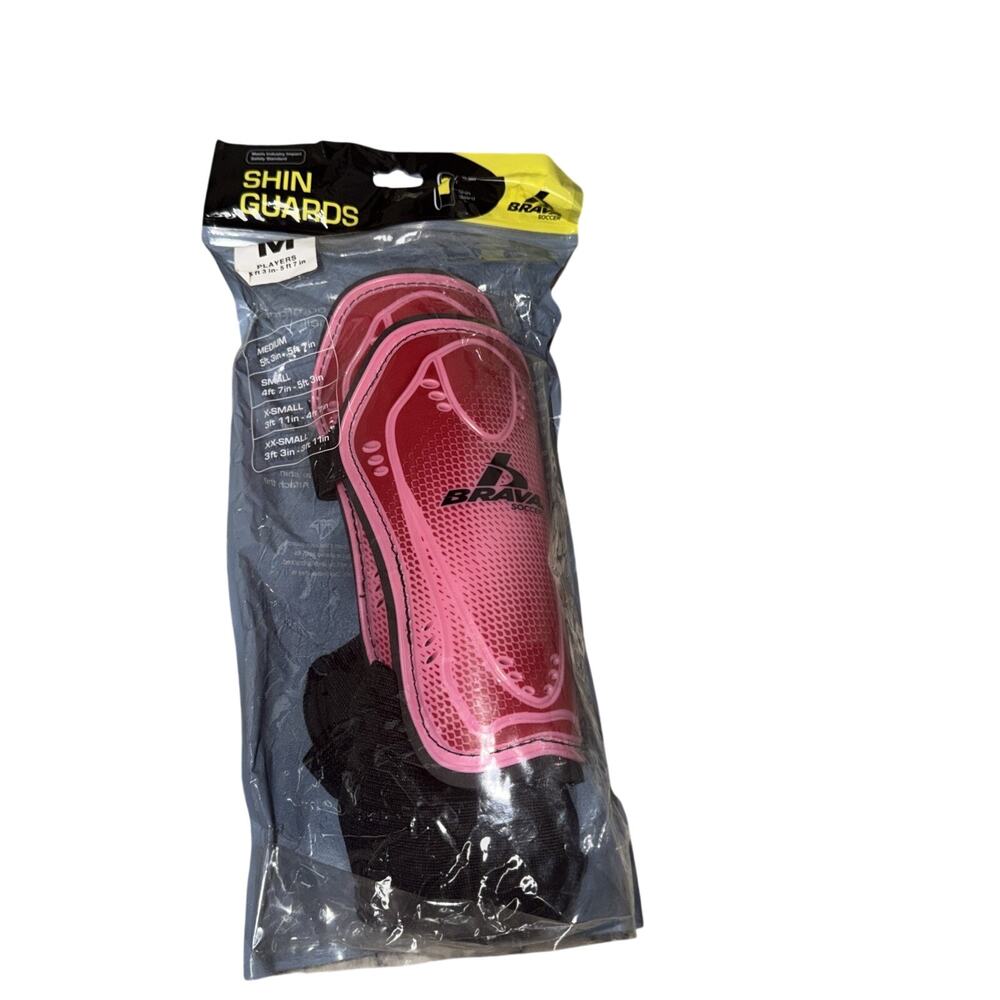 Brava Kids Girls Soccer Shin Guards Pink Black NWT Medium 5 Ft 3 In To 5 Ft 7 In